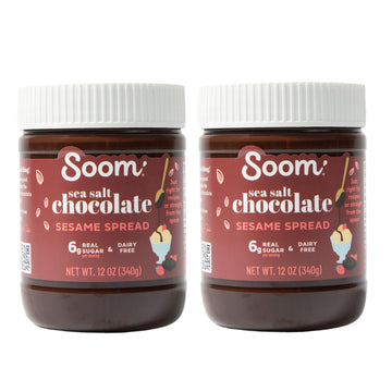 Soom Foods Dark Chocolate Sea Salt Tahini Spread, Vegan, Nut-Free, Gluten-Free, 12oz (Pack of 2)