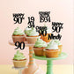 Rssta i Cupcake Toppers 24 Pack, 90th Birthday Decorations, Black Paper, Model XM236-black 90th