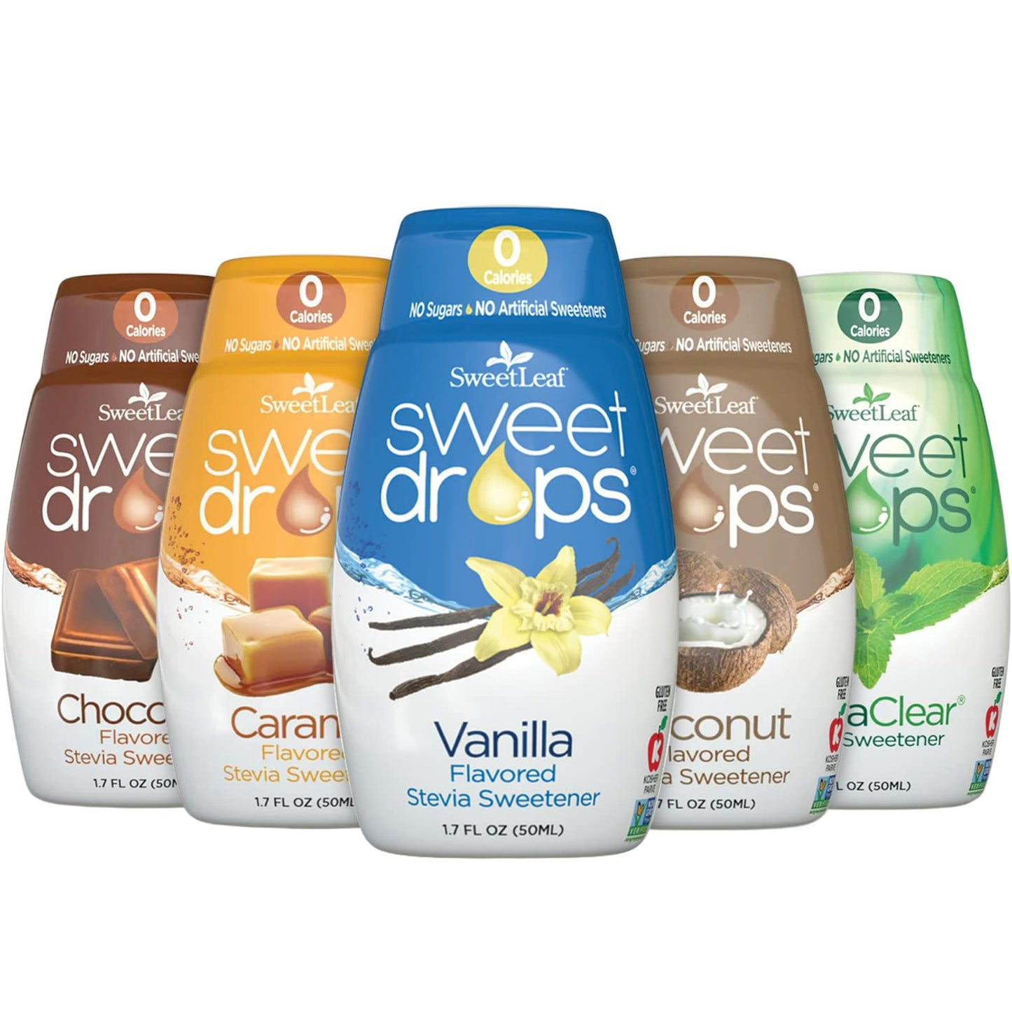 SweetLeaf Stevia Liquid Sweetener Variety Pack - 1.7 Fl Oz Each, Sugar Free, Zero Calorie, Non-Glycemic, Pack of 5