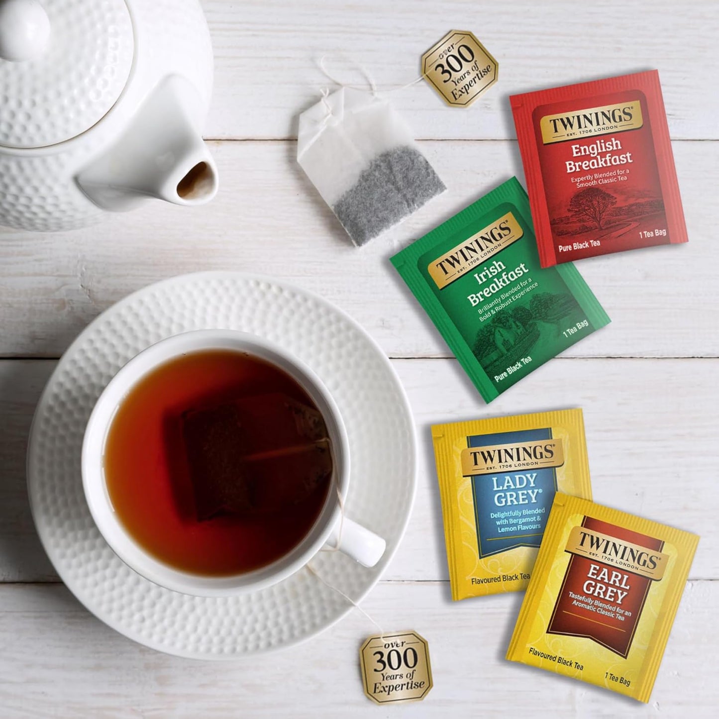 Twinings Black Tea Variety 2-Pack with Earl Grey Tea, English Breakfast Tea, Irish Breakfast Tea, and Lady Grey Tea Bags, Indivi