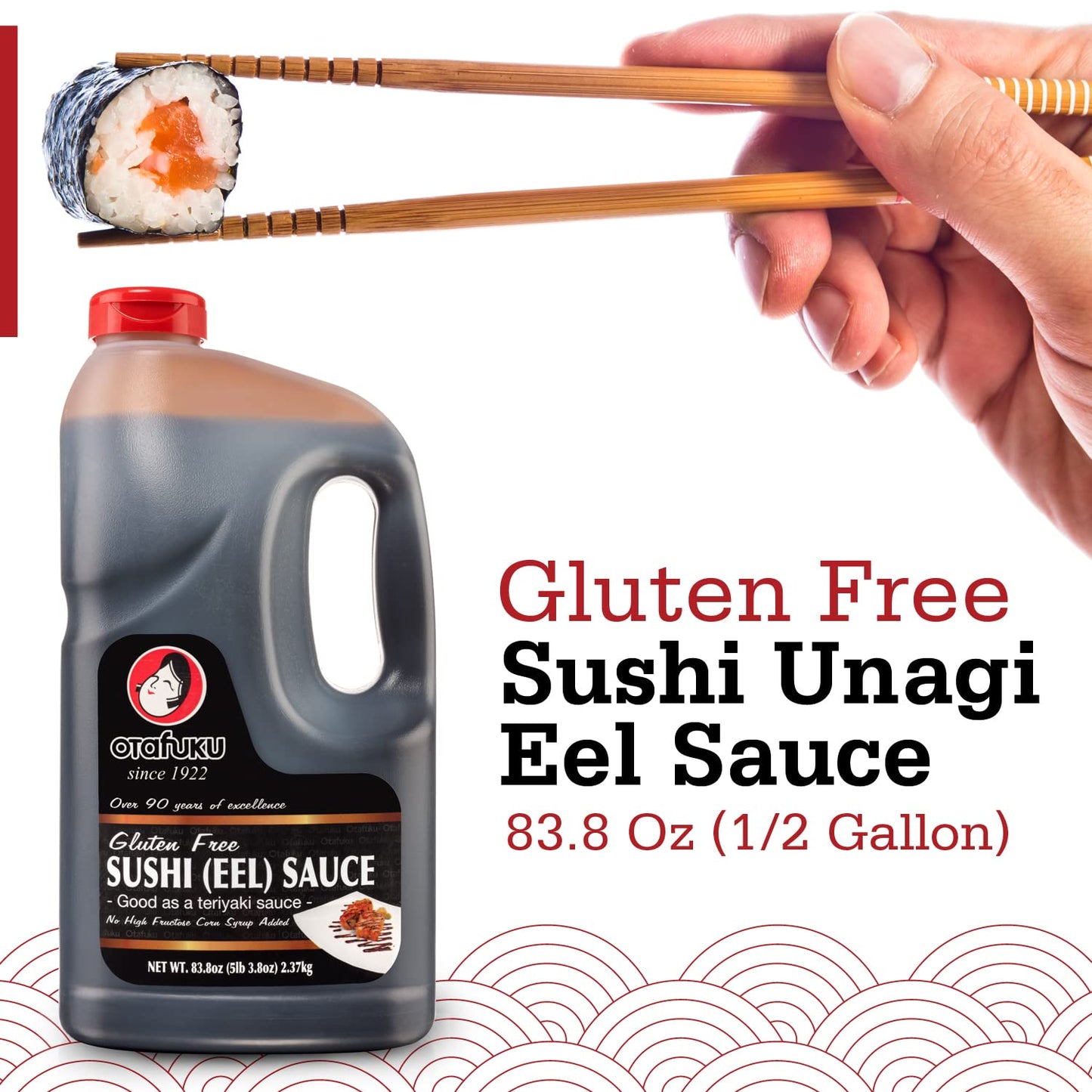 Otafuku Gluten Free Eel Sauce, Japanese Unagi Sauce For Sushi Rolls, Sashimi, Rice And Poke, Restaurant Bulk Size 83.8 Oz (1/2 G