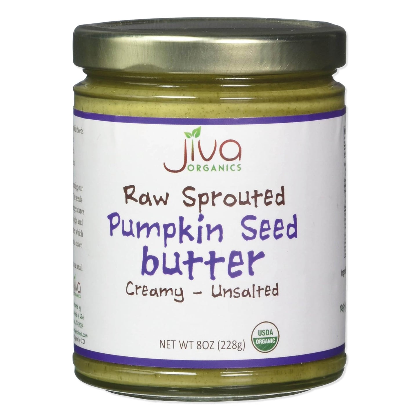 Jiva Organics Raw Sprouted Organic Pumpkin Seed Butter 8-Ounce Jar