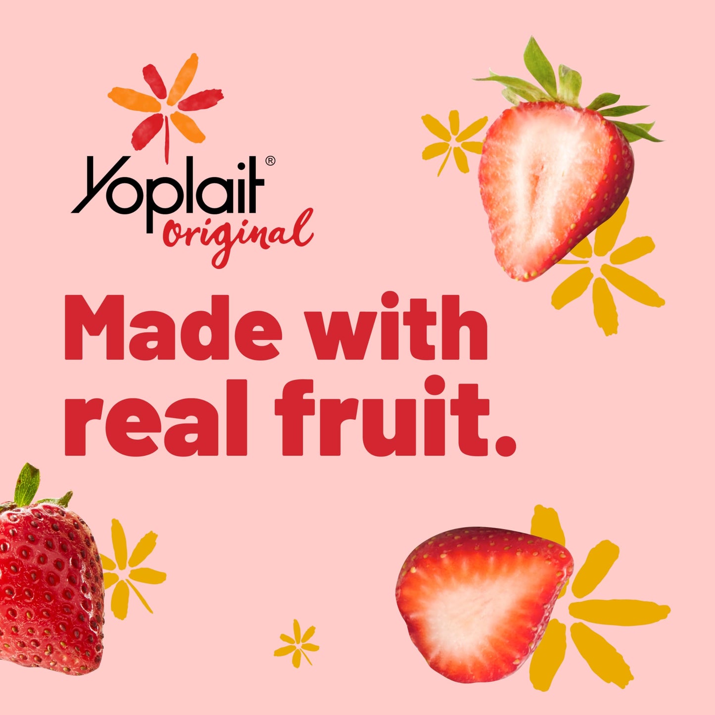 Yoplait Original Low Fat Strawberry Yogurt, Made with Real Fruit, 8 Yogurt Cups, 48 oz
