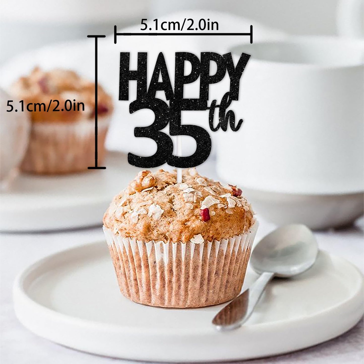18Pcs Black Glitter Happy 35Th Dessert Cupcake Topper Pick For Funny Legend Since 1990 Theme Decor Supplies Men Women Happy 35 B