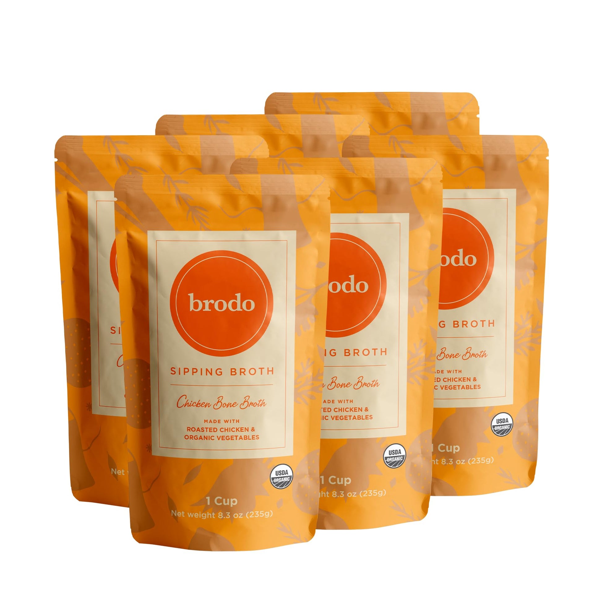 Brodo Organic Chicken Broth | Nutrient Dense  Chef Crafted Bone Broth In Single Serving Pouches | Not Made From Concentrate  No Preservatives (6X 8Oz. Pouches)