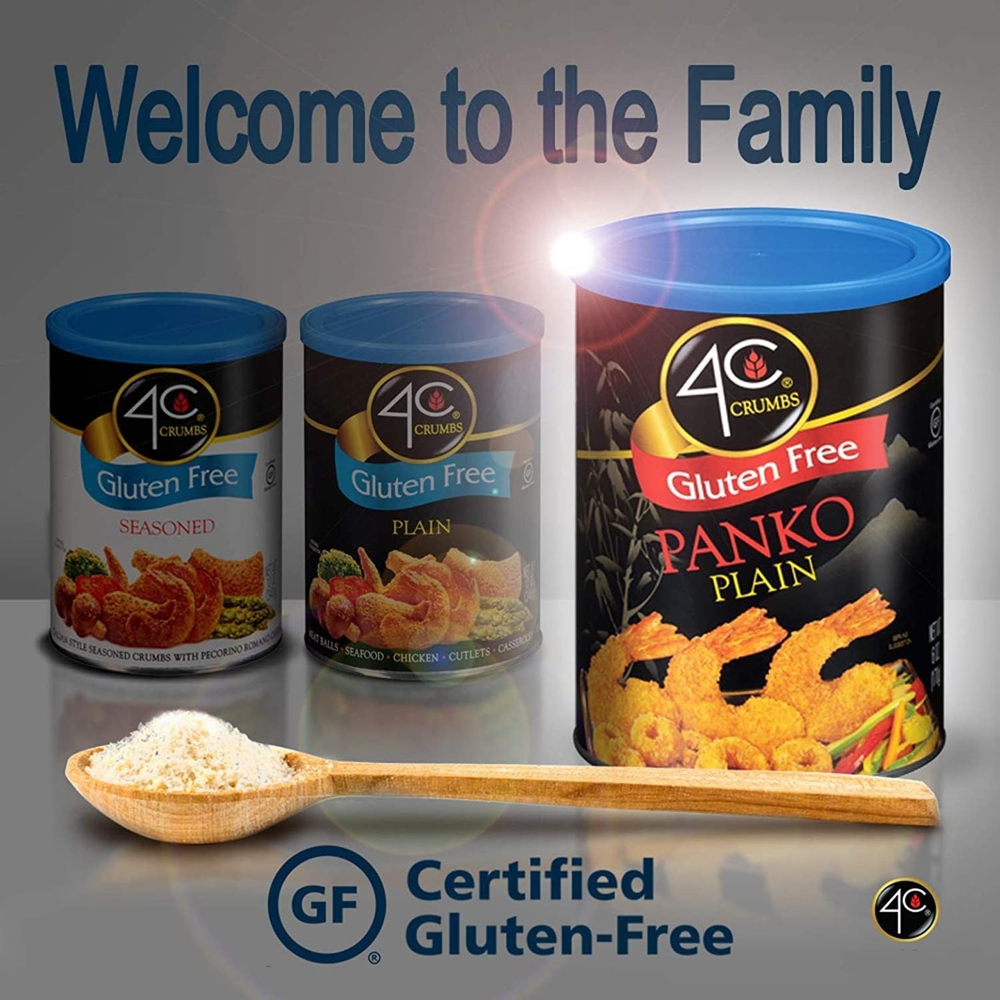 4C Gluten Free Bread Crumbs, Seasoned, 12 Ounce - Flavorful & Crunchy, Perfect for Cooking & Baking, Value Pack