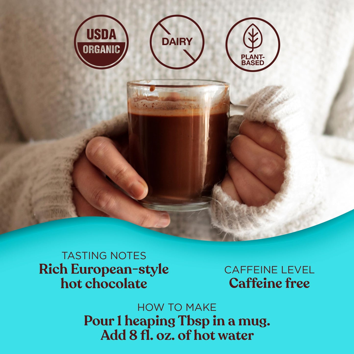 Four Sigmatic Calm Mushroom Cocoa Mix | Organic Dark Hot Cocoa Mix With Reishi Mushroom | Vegan, Dairy Free | 15 Servings