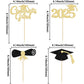 Gyufise 24Pcs 2025 Graduation Cupcake Toppers Black Glitter Congrats Grad 2025 Graduation Cap Diploma Cupcake Picks 2025 Graduat