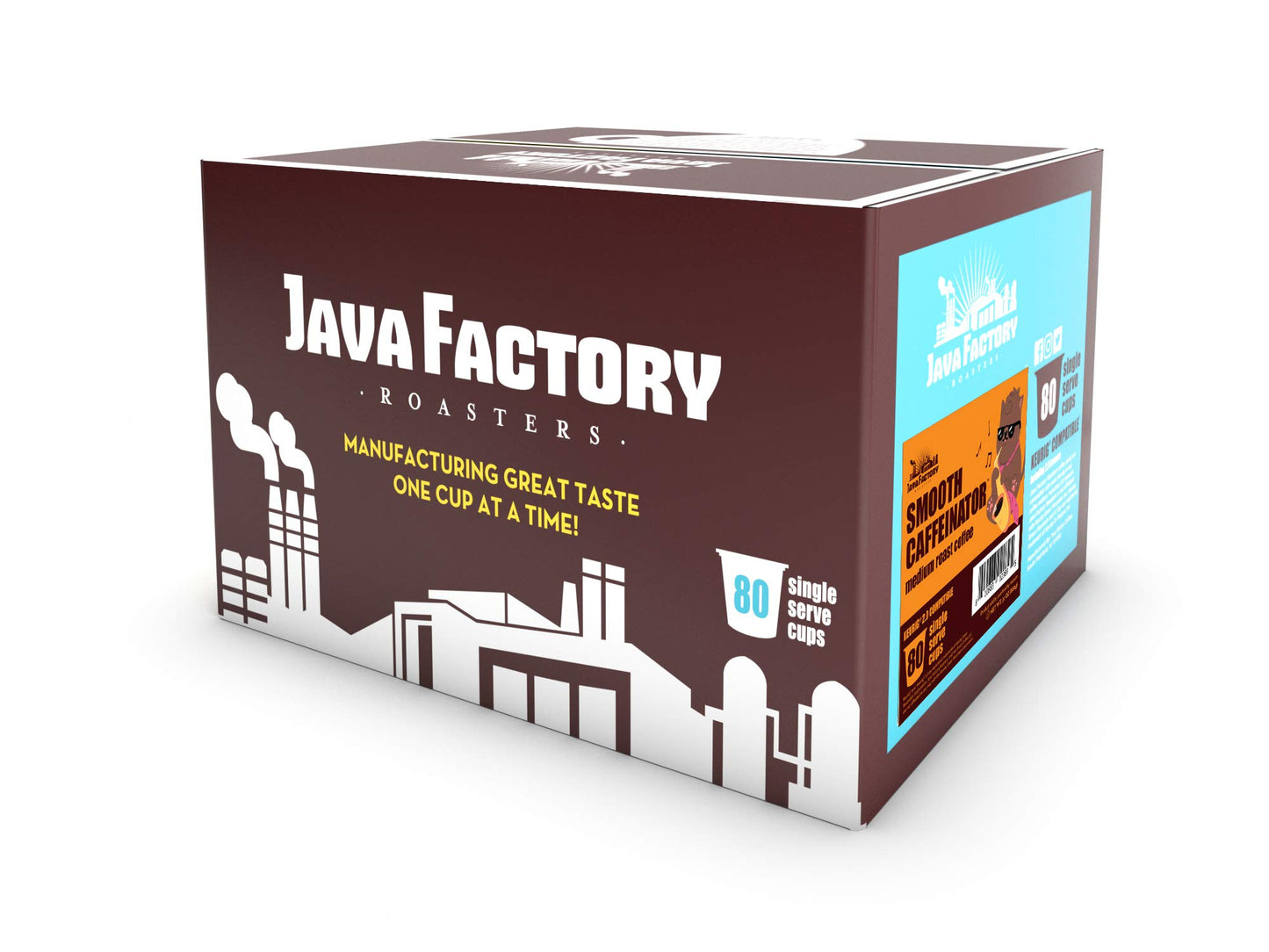 Java Factory Medium Roast Coffee Pods Compatible with K Cup malt-inspired, 80 Count, Model JFR SC80