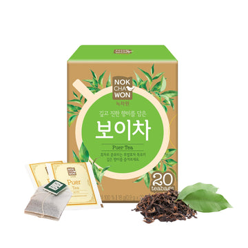 [Nokchawon] Puer Tea, Premium Dark Fermented Puerh Tea from Korea, 20 Count Tea Bags, 0.63oz(18g)