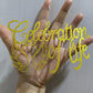 yaxwhty Cake Topper - Happy Birthday in Heaven, Gold Glitter, In Loving Memory, Perfect for Celebrations and Anniversaries