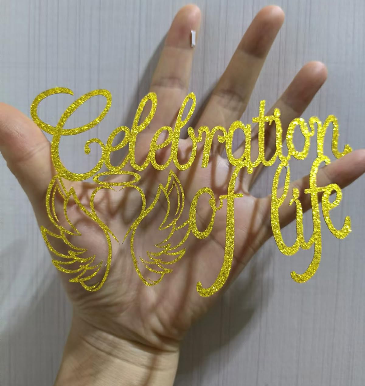 yaxwhty Cake Topper - Happy Birthday in Heaven, Gold Glitter, In Loving Memory, Perfect for Celebrations and Anniversaries
