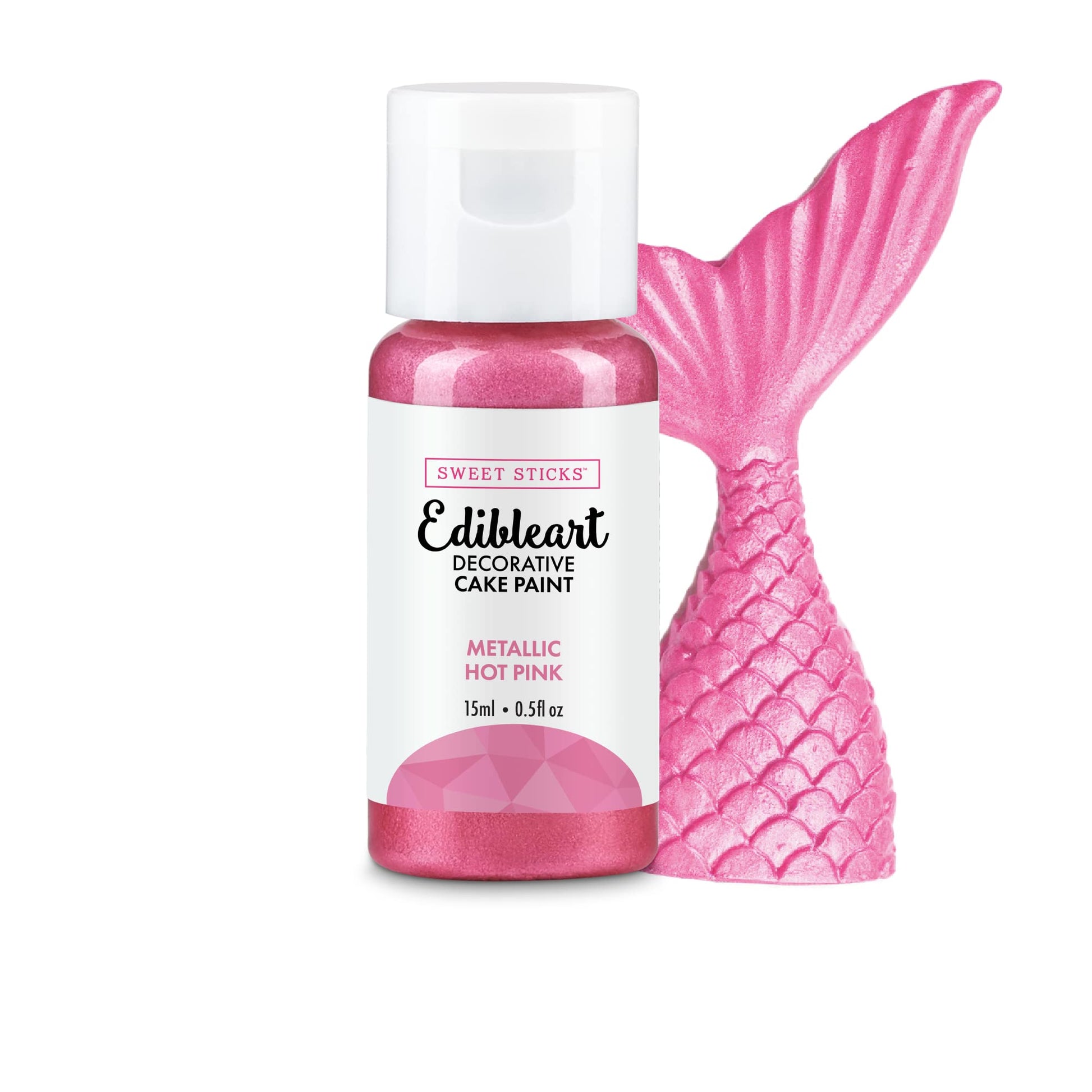 SWEET STICKS Edible Art Cake Paint, Metallic Hot Pink, 0.5 Fl Oz (15 mL)