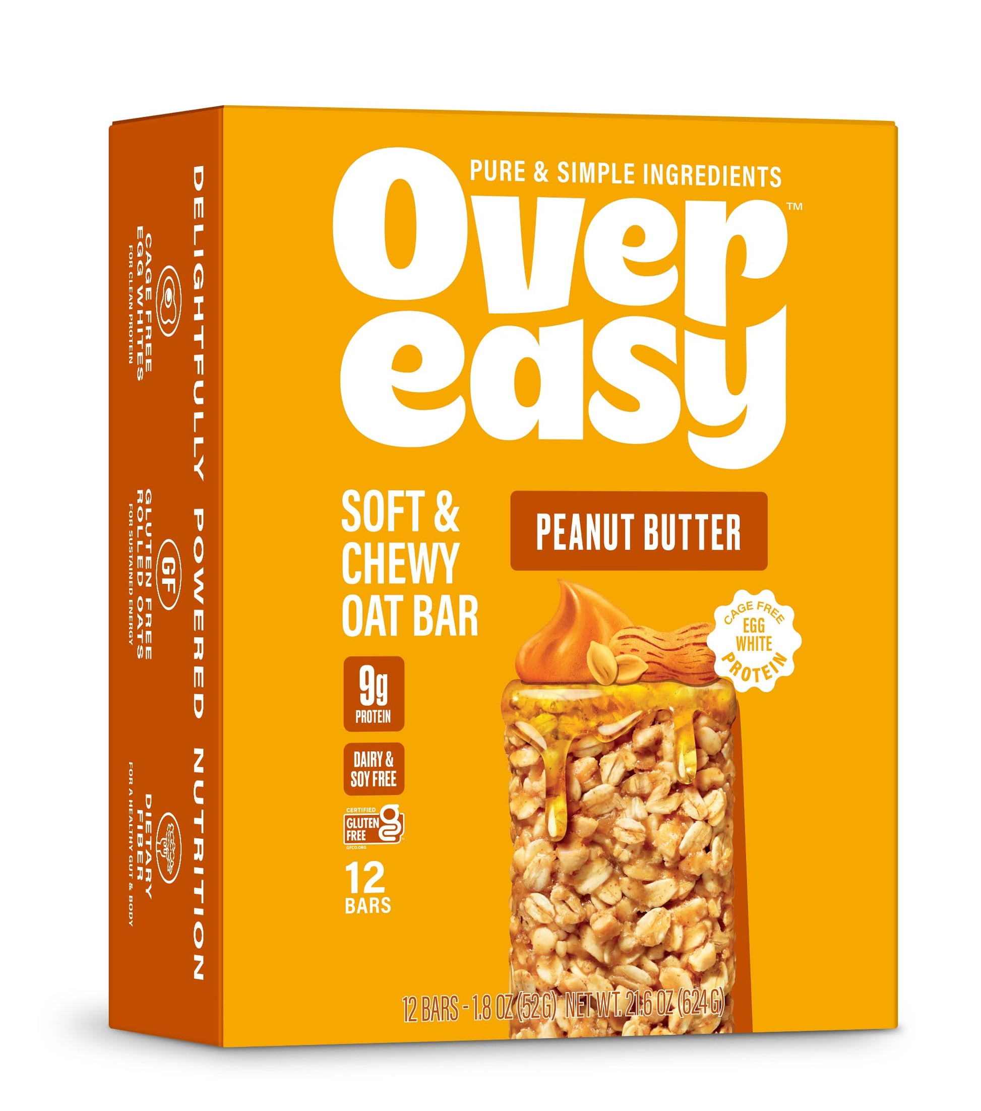 Over Easy Peanut Butter Soft and Chewy Oatmeal Breakfast Bars - Granola and Protein Bars - 12 Energy Snack Bars - Clean, Gluten 