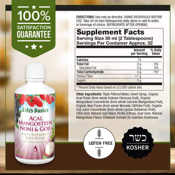 Lifetime Acai, Mangosteen, Noni & Goji Superfruit Juice Blend | Dynamic Antioxidant, No Gluten | For Healthy Circulation & Immun