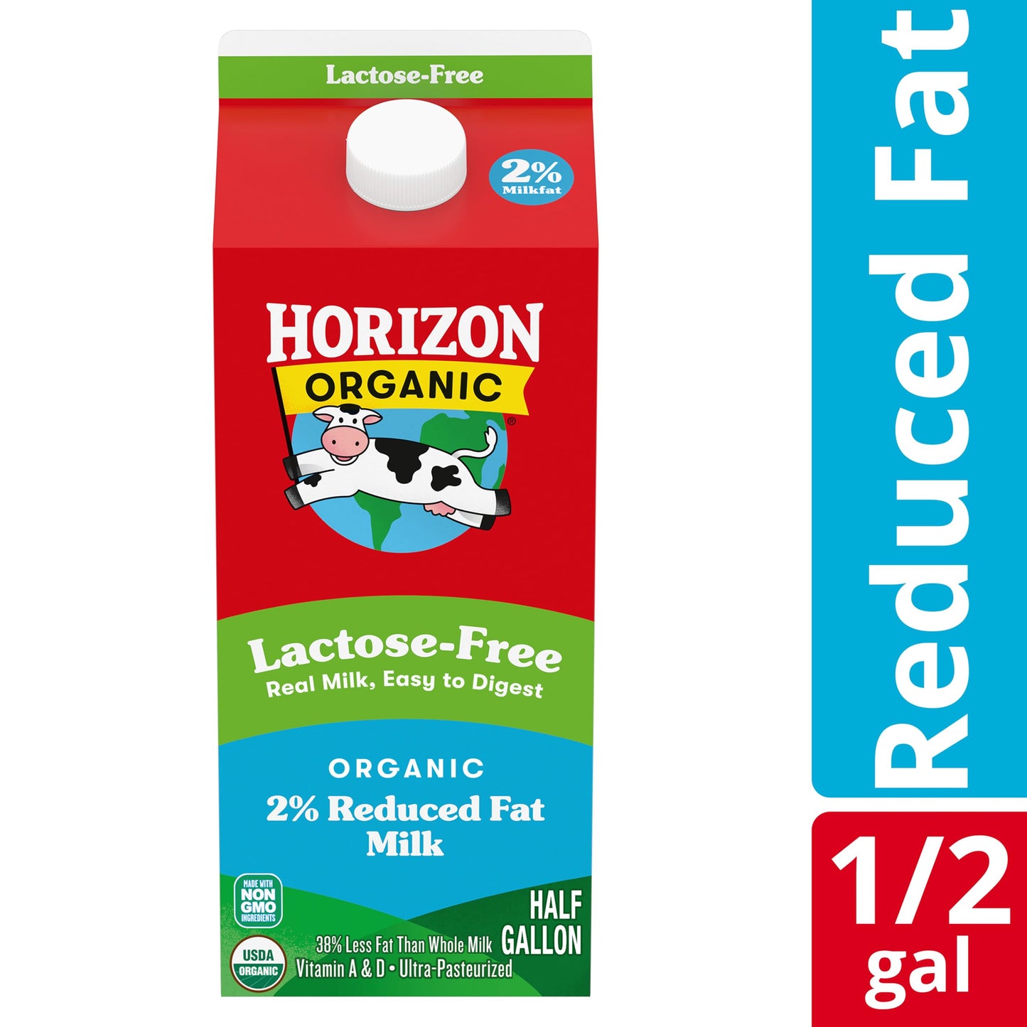 Horizon Organic Lactose Free Milk, 2 Percent Milk, 64 fl oz Half Gallon Carton