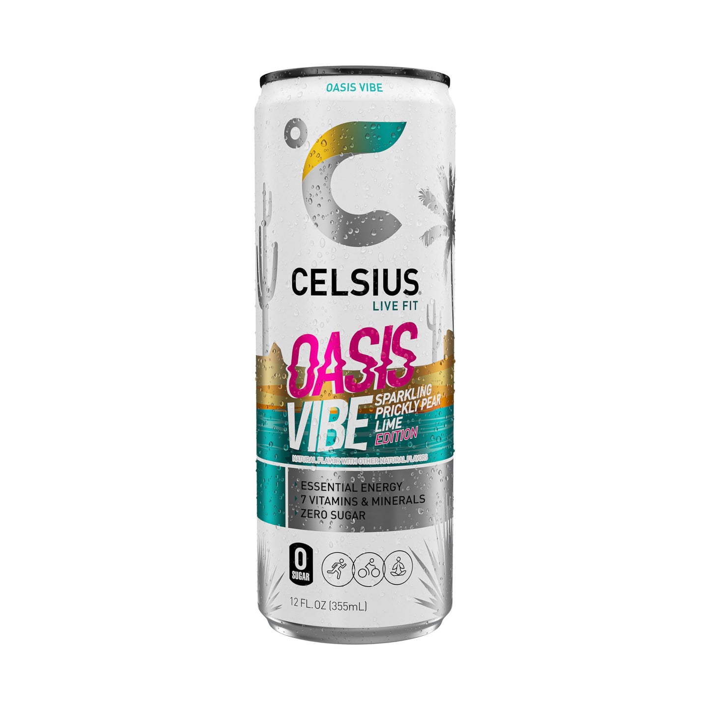 CELSIUS Sparkling Oasis Vibe Energy Drink, 12 Fl Oz, Pack of 12, Model ANICEMOON