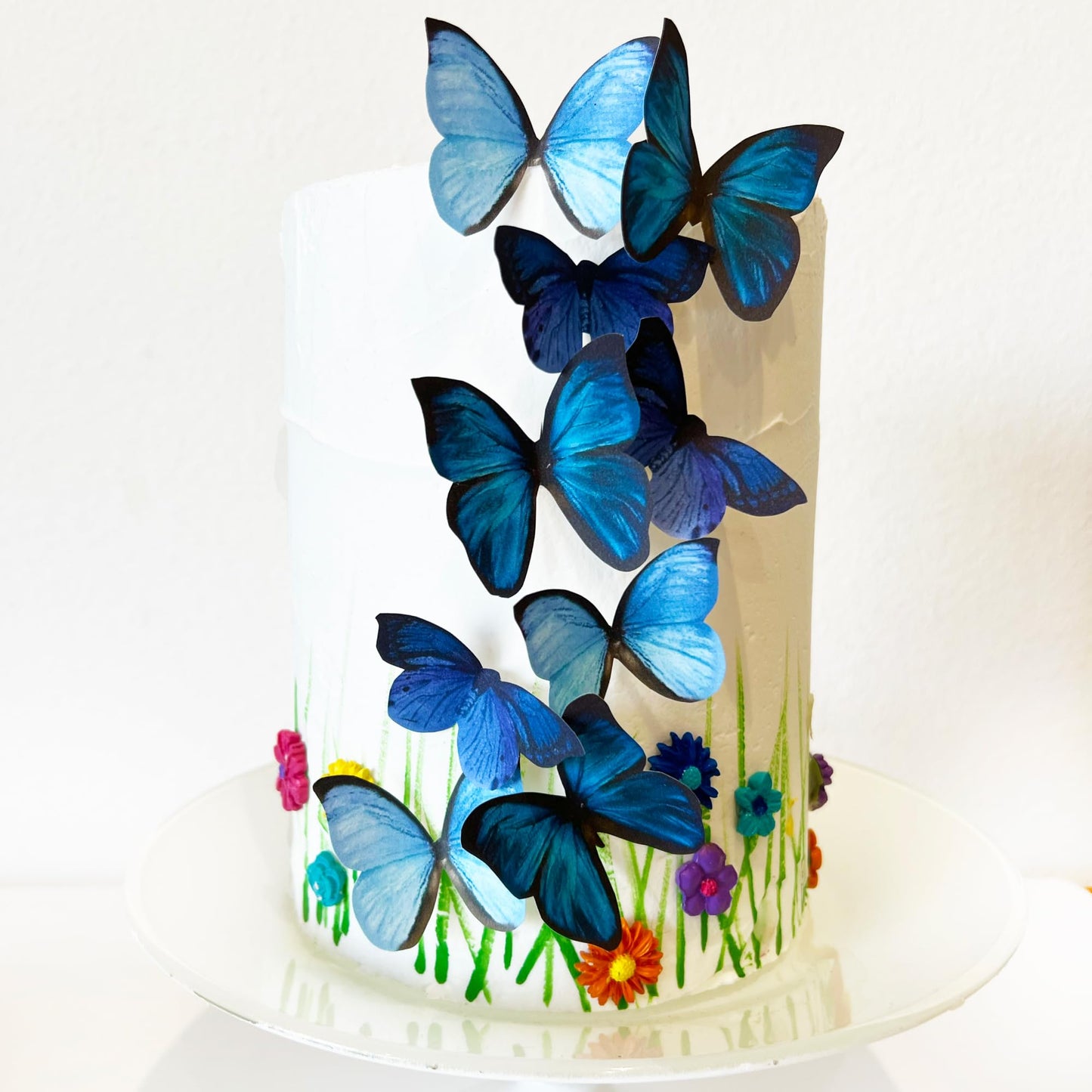 Sugar Robot Edible Butterflies - Large Cake Toppers, 3 inches, Blue, Premium Crafted, Made in the USA