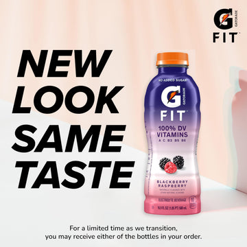 Gatorade Fit Electrolyte Beverage, Blackberry Raspberry, Healthy Hydration, 16.9 Fl Oz (Pack of 12), Red Bottles