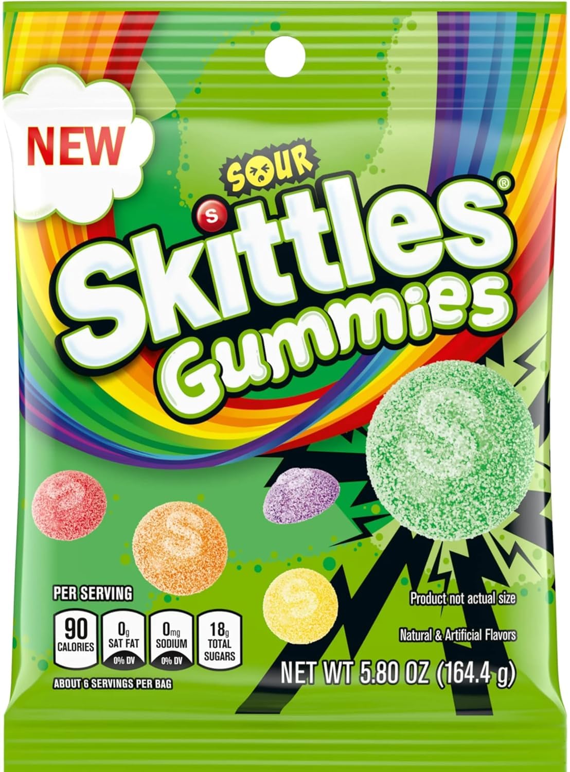 Skittls Sour Gummy Candy 5.8Oz Peg Bag (3 Pack) - 17.4 Oz Total