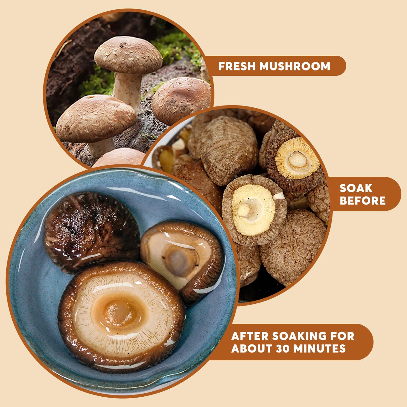 ONETANG Dried Shiitake Mushrooms, Soft Texture, Vacuum Sealed, 8 Oz, Vegan Non-GMO