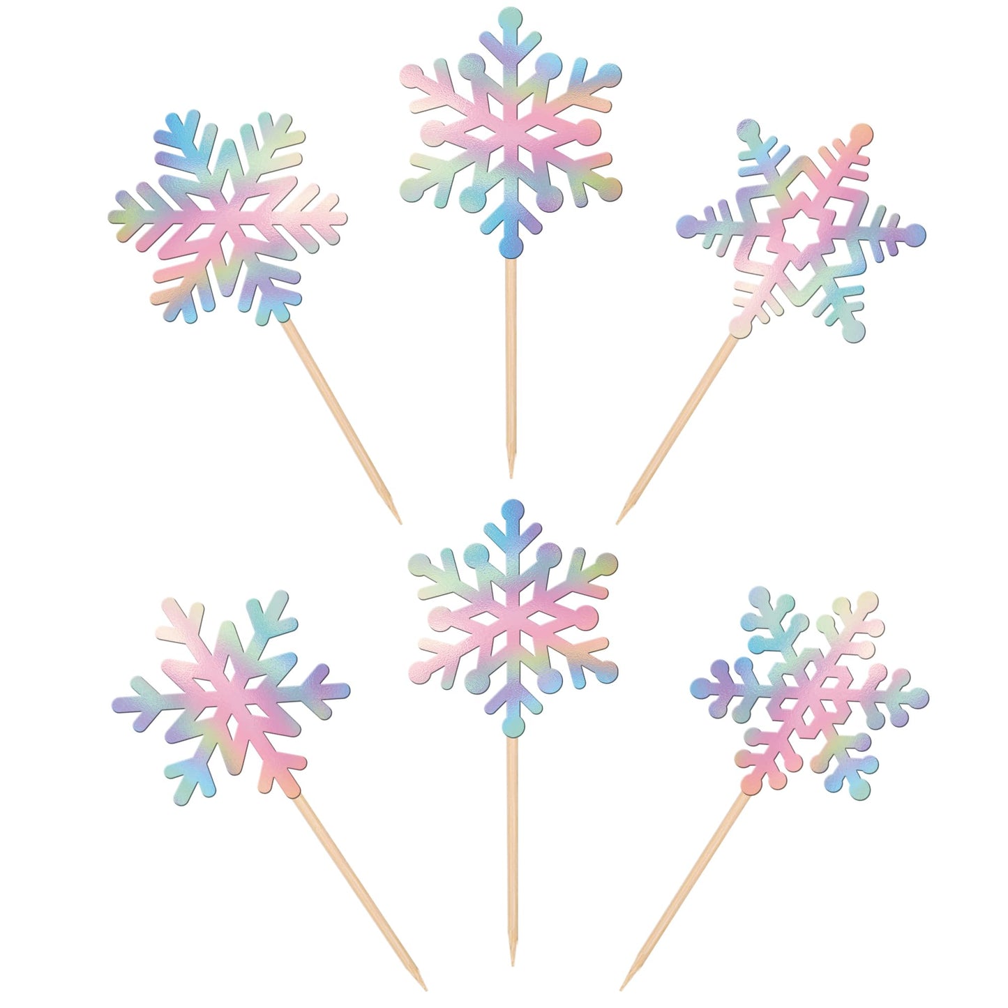 24 Pcs Snowflake Cupcake Toppers Glitter Frozen Snowflake Cupcake Picks Winter Wonderland Cake Decorations For Baby Shower Kids