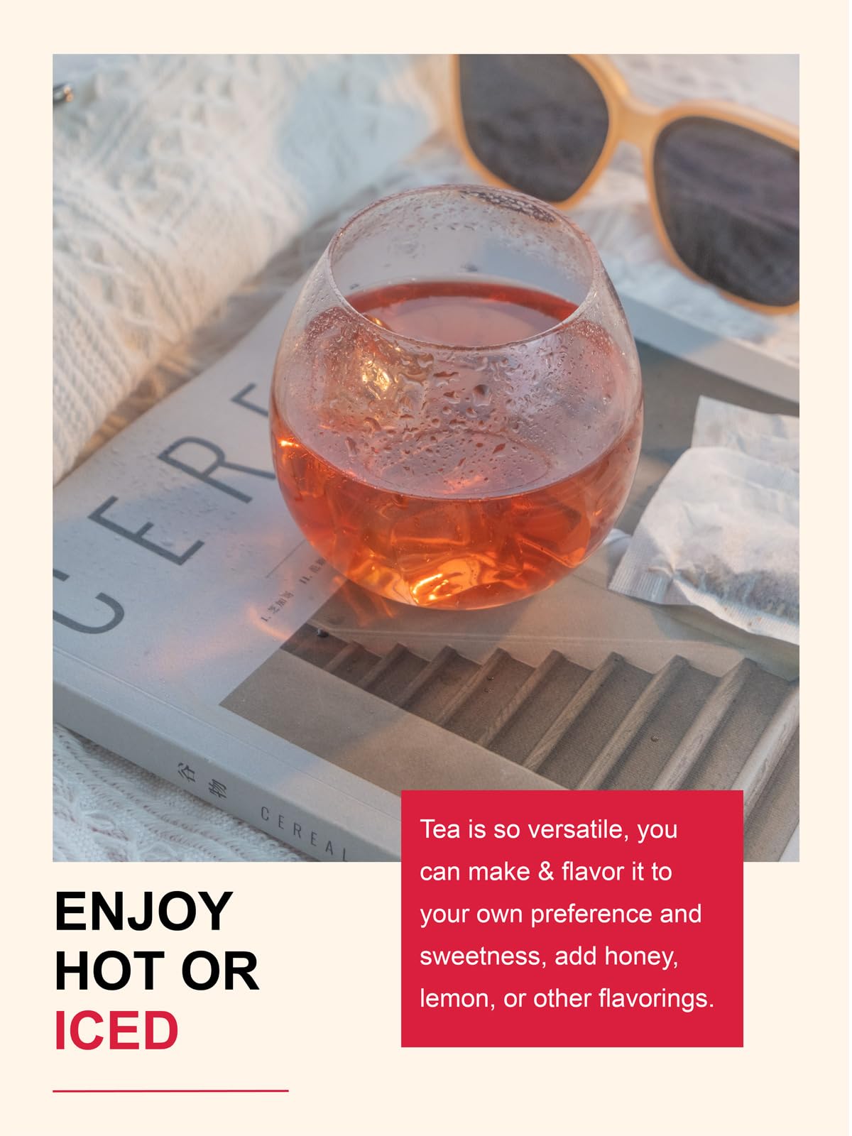 TeeLux Rosehip & Hibiscus Tea Bags, Caffeine Free, Slightly Tart & Fruity, 60 Count
