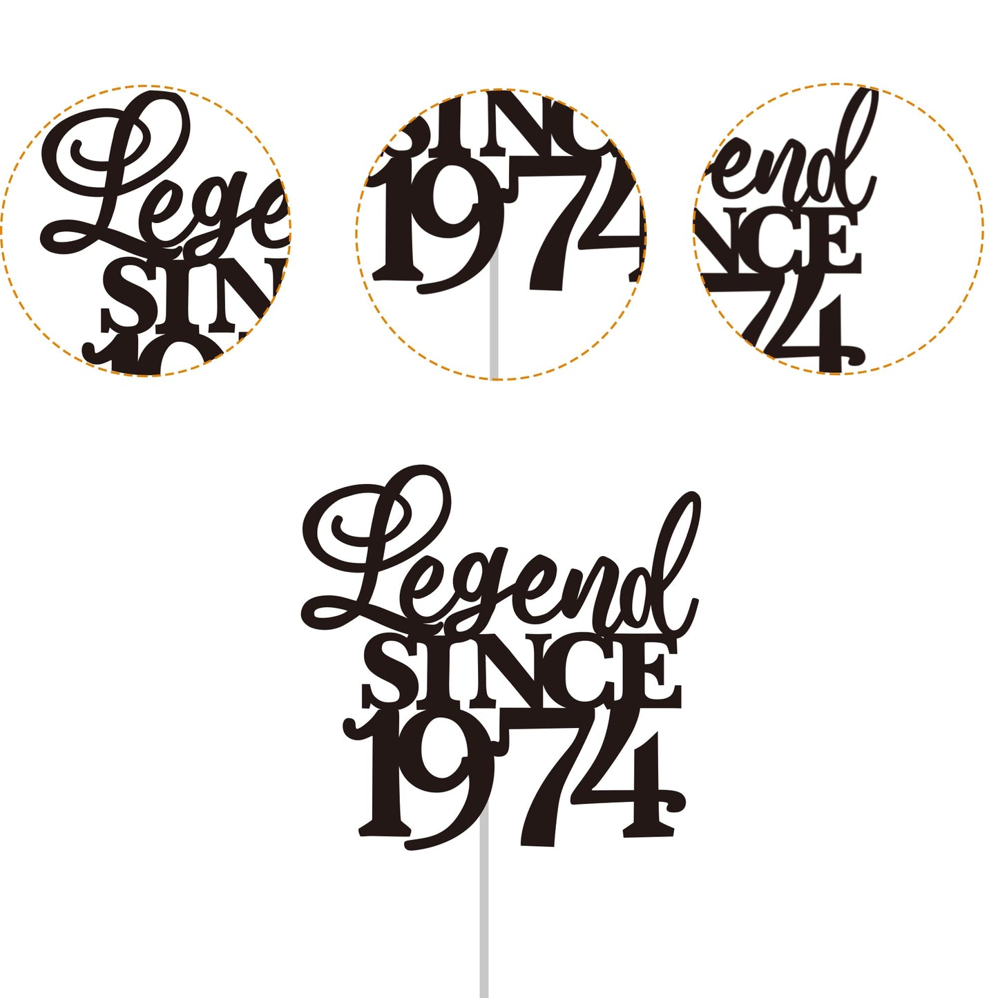 Rssta i Cake Topper, Legend Since 1975, Glitter Design, 5.3x9.2 inches, Black, Model XM310-black 1973