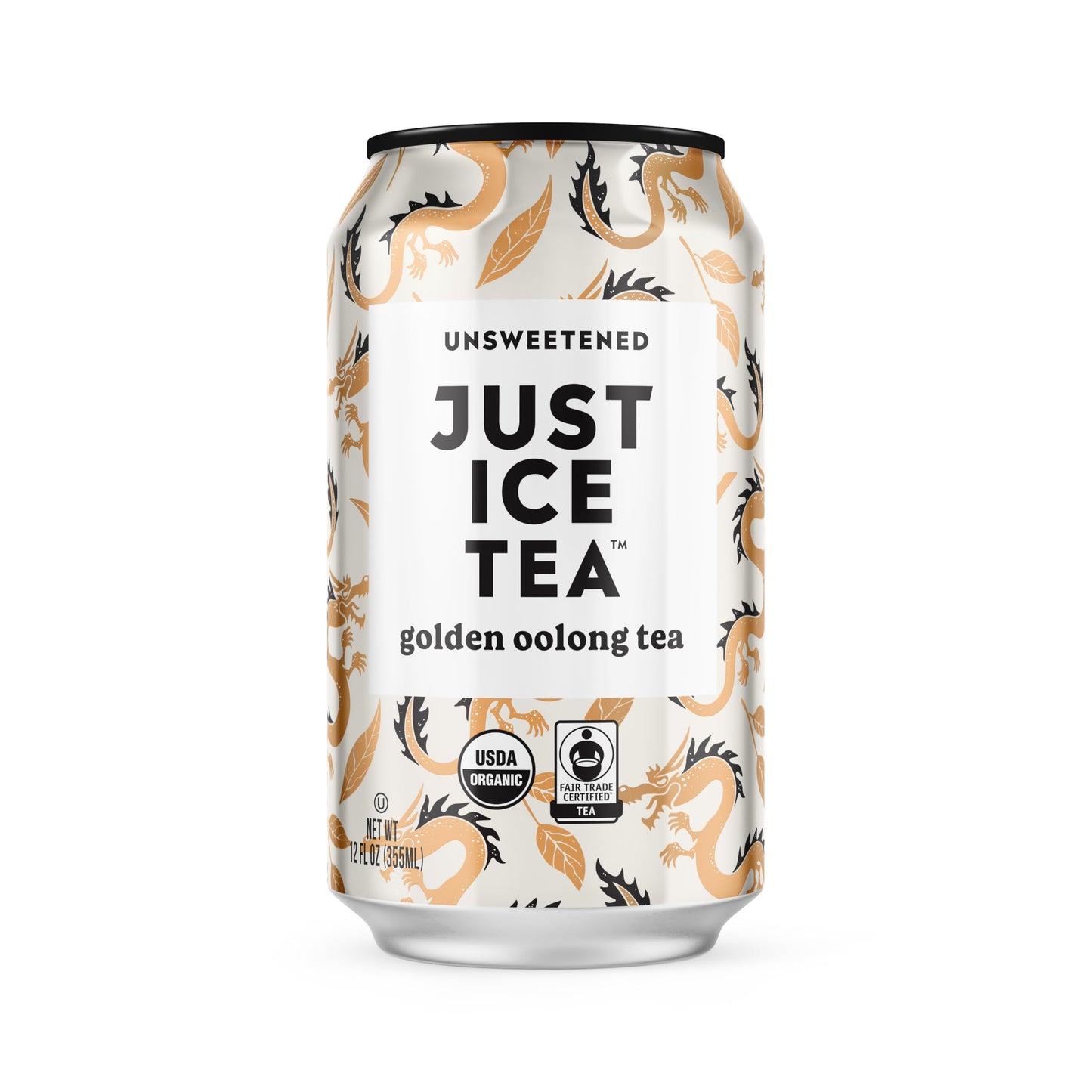 Just Ice Tea, Golden Oolong Iced Tea, 12-Pack (12oz Cans), Green Tea, USDA Certified Organic, Real Brewed, No Calories, Unsweete