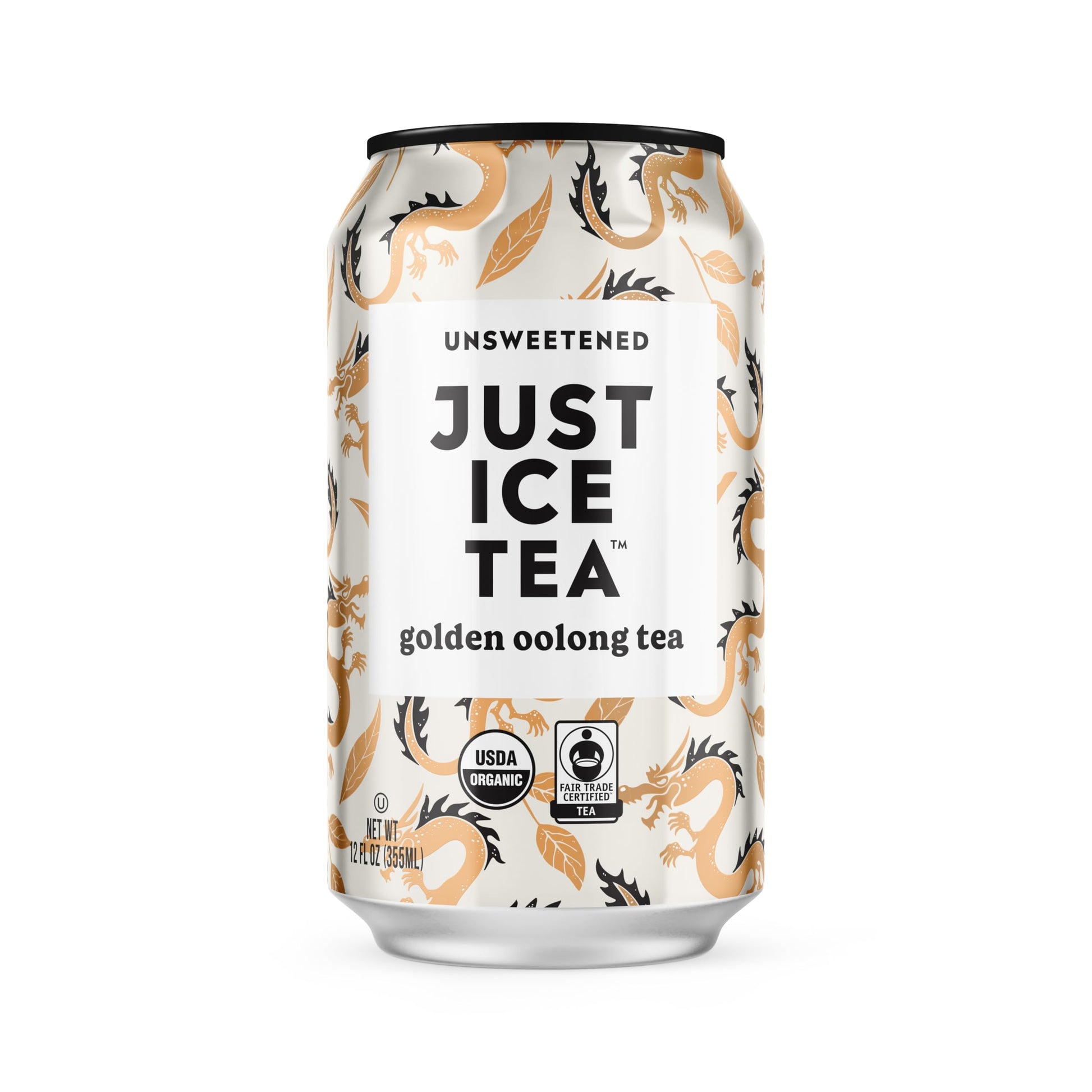 Just Ice Tea, Golden Oolong Iced Tea, 12-Pack (12oz Cans), Green Tea, USDA Certified Organic, Real Brewed, No Calories, Unsweete