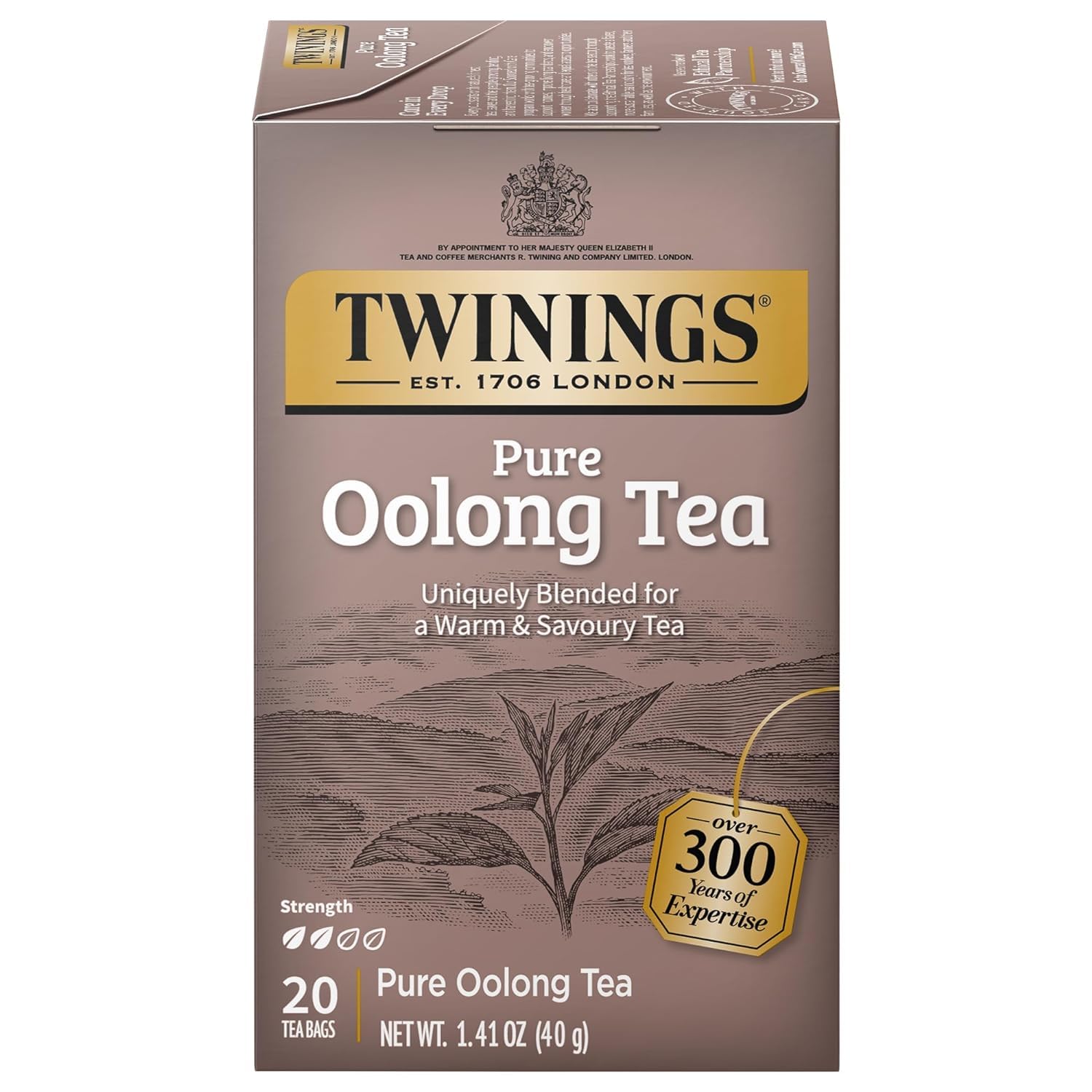 Twinings Pure Oolong Tea - Golden Caffeinated Tea, Individually Wrapped Tea Bags, 20 Count