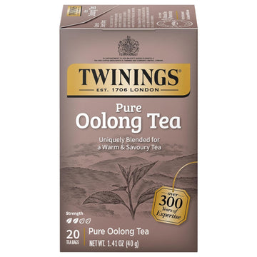 Twinings Pure Oolong Tea - Golden Caffeinated Tea, Individually Wrapped Tea Bags, 20 Count