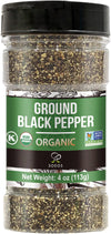 Soeos Organic Black Pepper Ground, Non-GMO, Freshly Peppercorn Powder Bulk, Packed to Keep Peppers Fresh, Ready to Use Peppercor