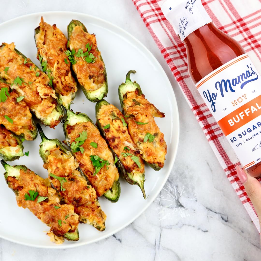 Yo Mamas Foods Keto Hot Buffalo Dipping, Marinade & Wing Sauce - Pack Of (3) - Low-Zero Carb, No Sugar Added, Whole30, Paleo, Gl