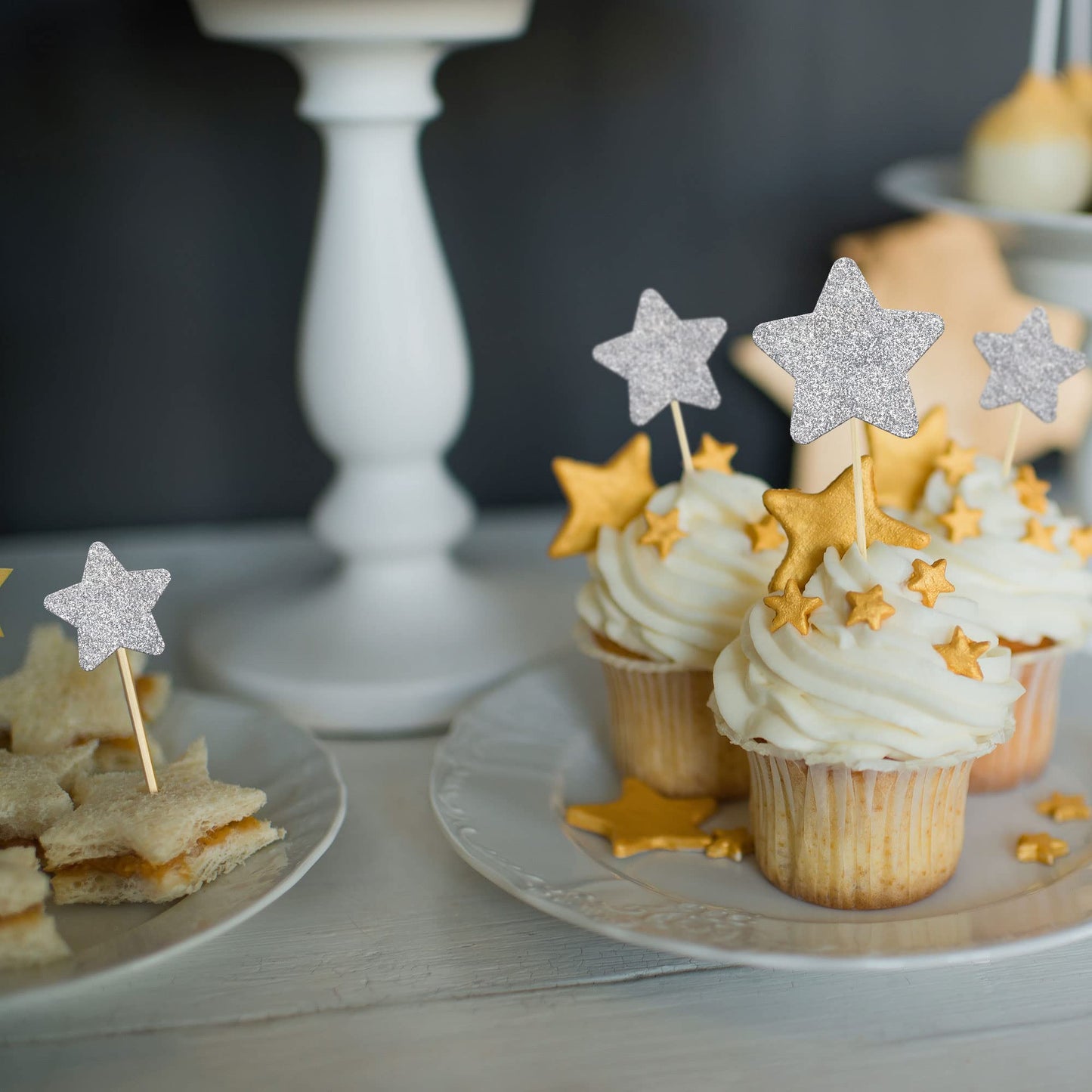 Gyufise 42Pcs Little Star Cupcake Toppers Glitter Twinkle Star Cupcake Picks Wedding Engagement Baby Shower Birthday Party Cake