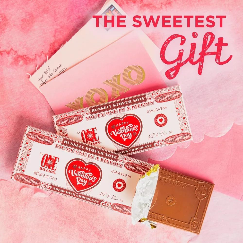 Day One In A Billion Heart Chocolate Bars - 18 Pack Solid Milk Chocolate Candy Bars Gift For Valentine'S, Party, Snacks & Treats
