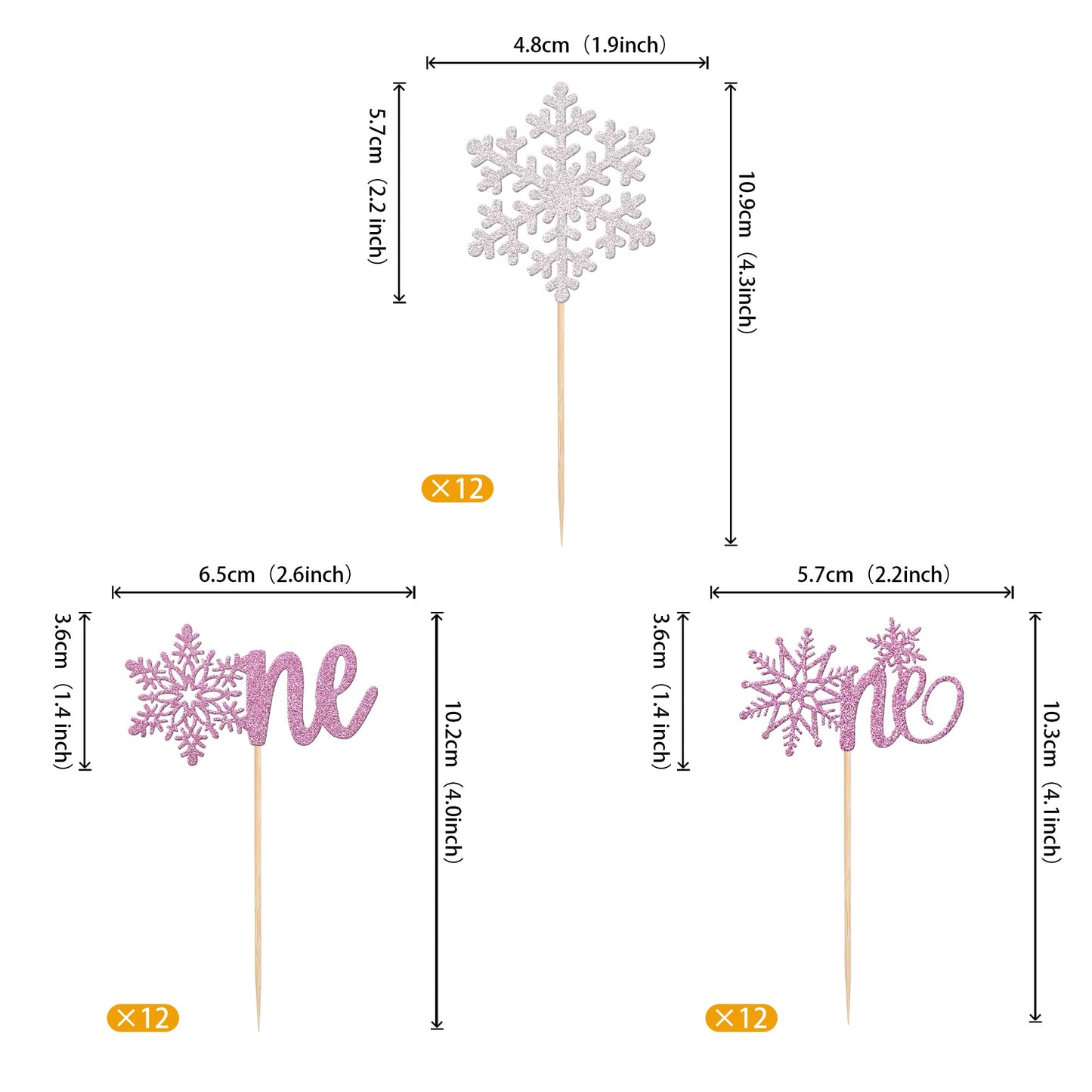 Rsstarxi 36 Pack Snowflake 1St Birthday Cupcake Toppers Purple Silver First Birthday Snowflake One Cupcake Picks For Winter Them