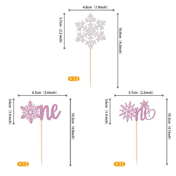 Rsstarxi 36 Pack Snowflake 1St Birthday Cupcake Toppers Purple Silver First Birthday Snowflake One Cupcake Picks For Winter Them