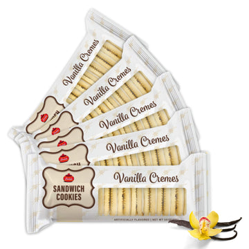 Carleys Sandwich Cookies, Vanilla Creme, Kosher Certified, Nut-Free, 3.5 Oz Snack Packs, Pack of 12
