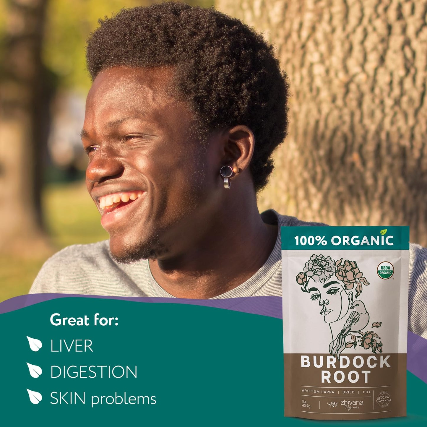 Zhivana Organics Organic Burdock Root Tea - 10 LB - Digestion & Liver Support