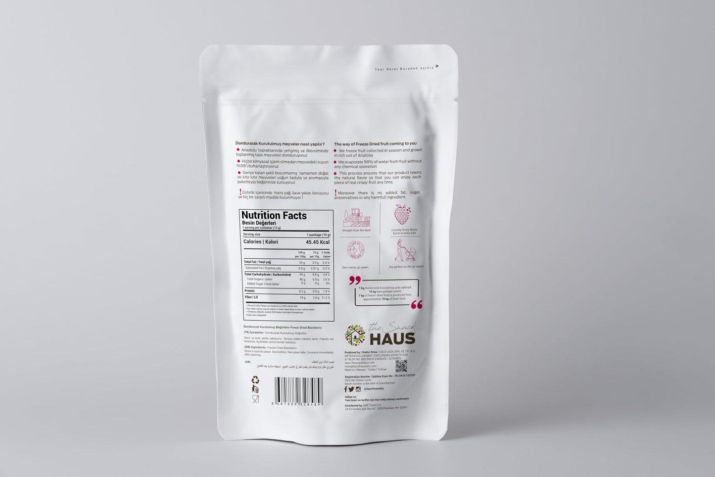 The Snack Haus Freeze-Dried Blackberries 0.88 Oz | All-Natural, No Preservatives | Nutrient-Rich, High Fiber Snack | Perfect For