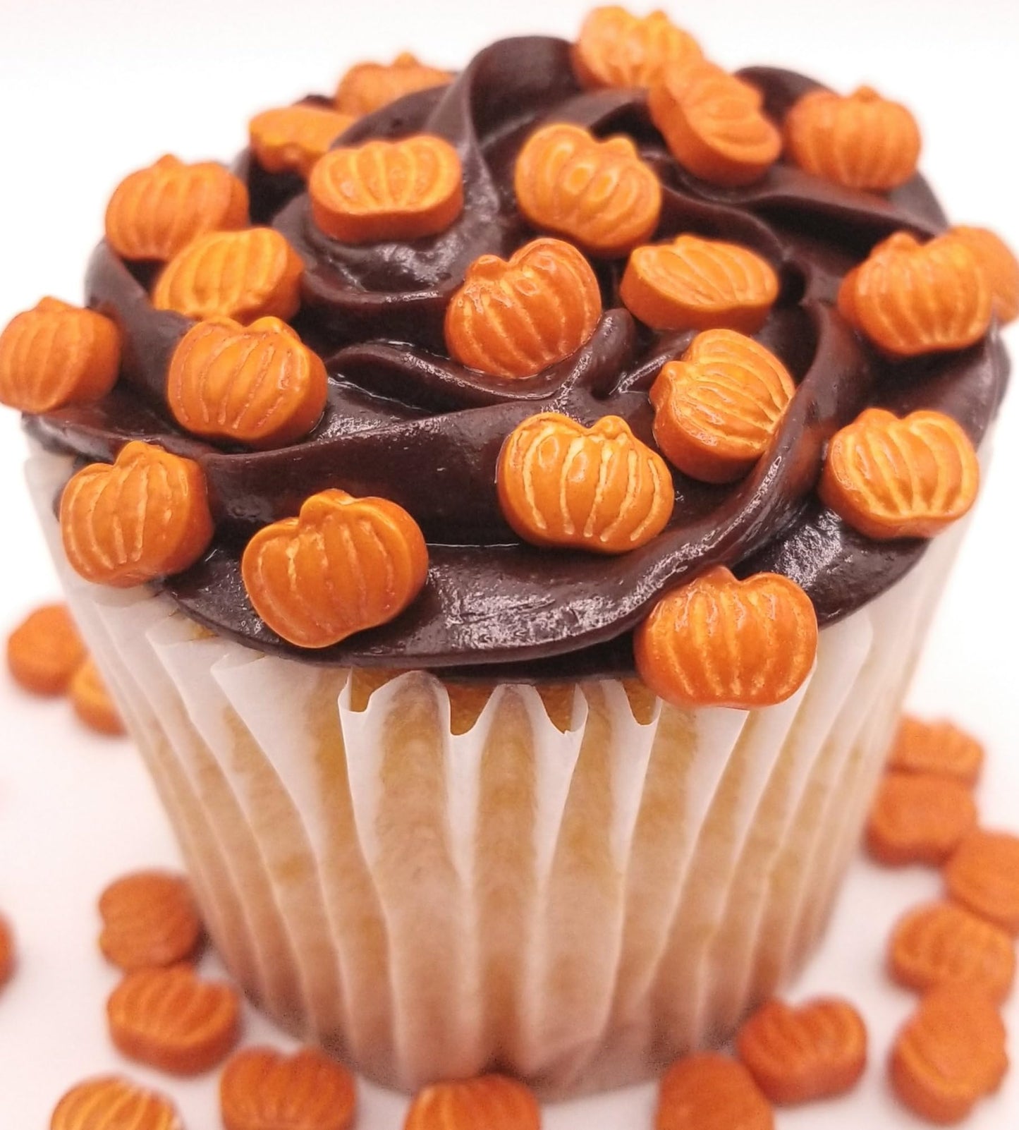 NCS Dark Orange 10MM Pumpkin Edible Candy Cake Toppers, 8 ounces