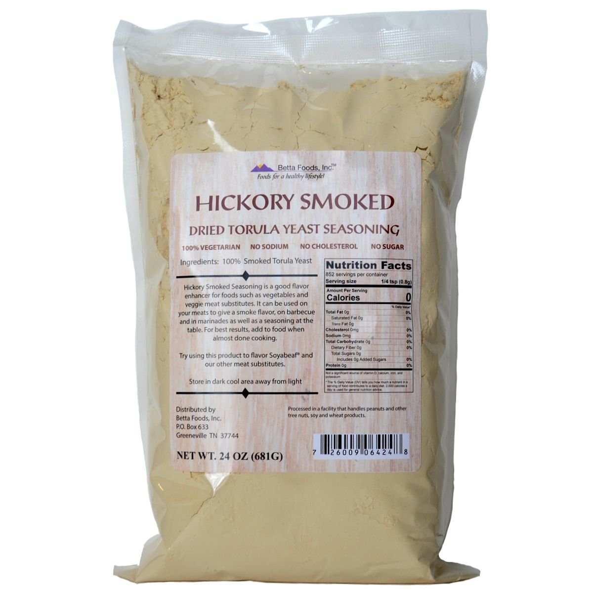 Betta Foods Hickory Smoked Dried Torula Yeast Seasoning, 24 oz (1.5 lb)