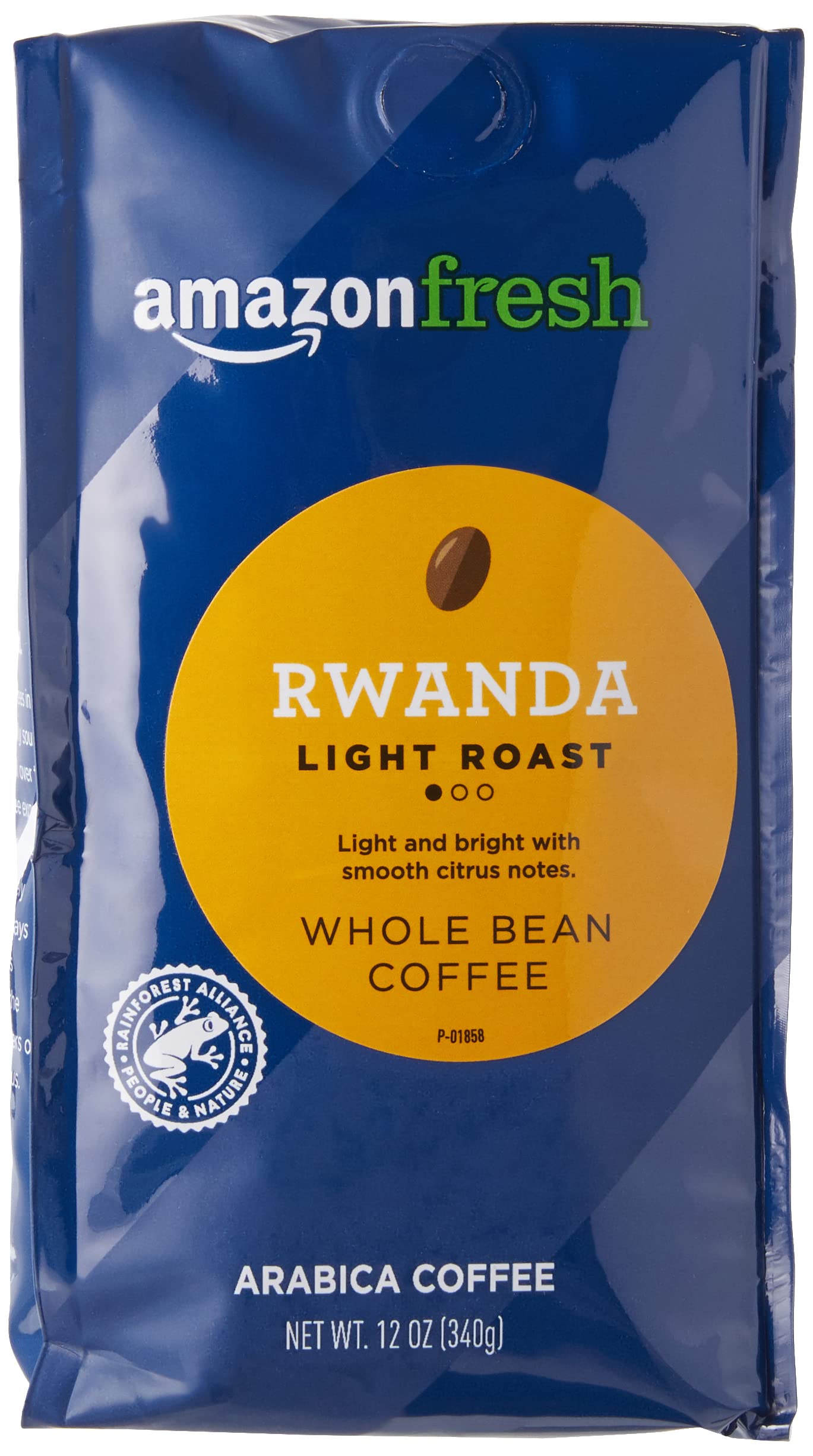 AmazonFresh Whole Bean Coffee, Light Roast, 12 Ounce, Direct Trade, Rwanda
