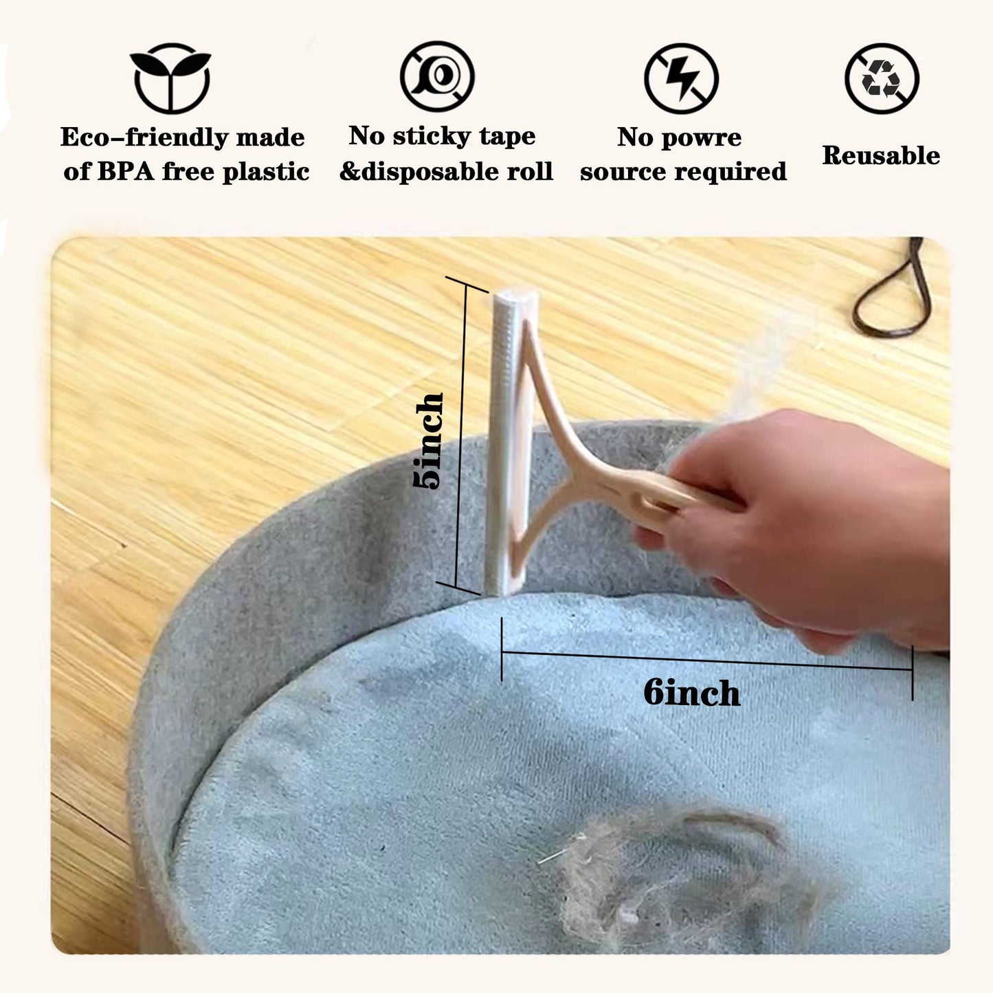 Mollypaws Pet Hair Remover For Couch, Carpet Scraper Fur Removal Tool For Furniture, Lint Cleaner Dog Hair, Reusable Cat Hair Re