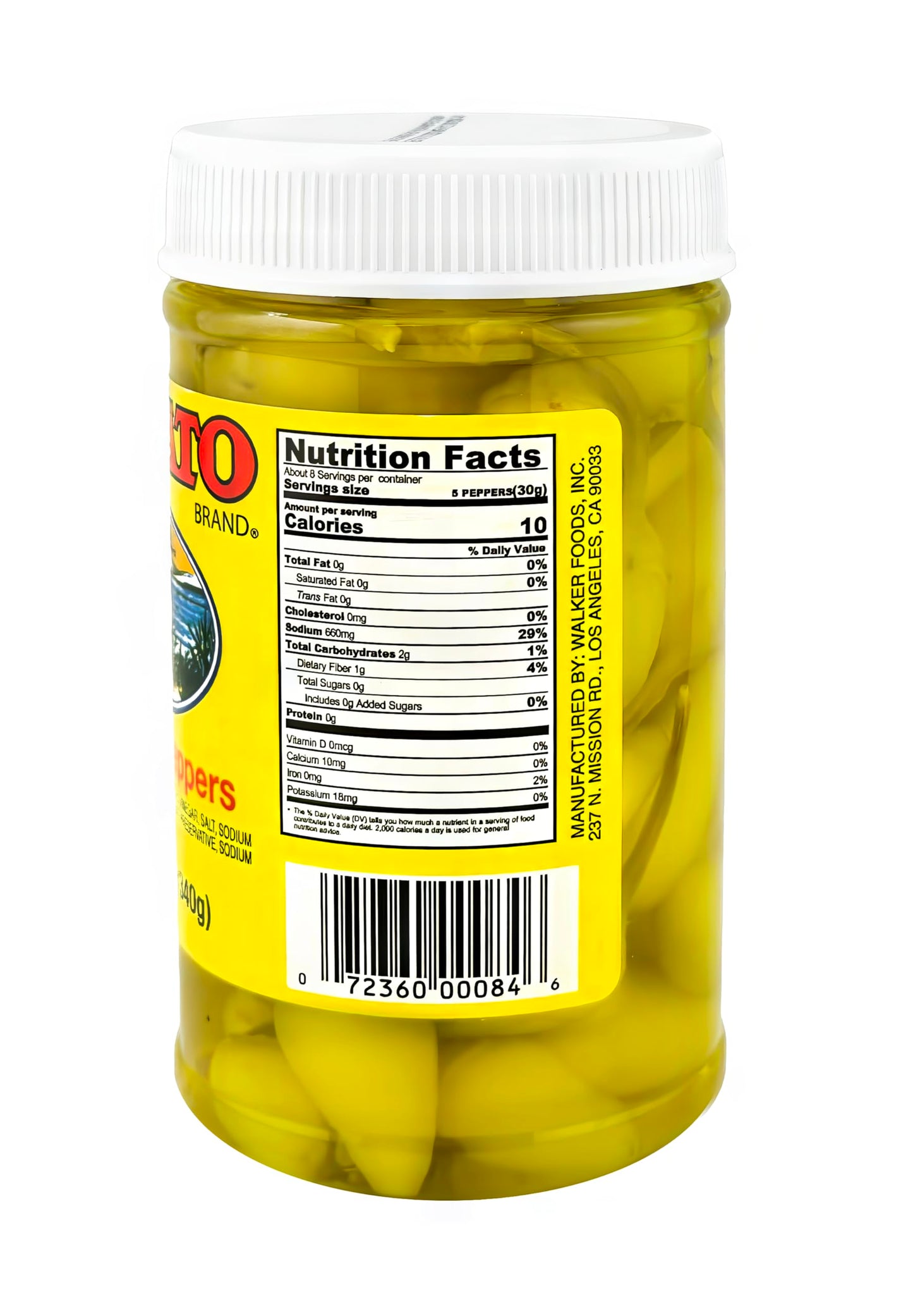 El Pato Hot Chili Peppers 12Oz Pickled Yellow Chili Peppers 340G Kosher