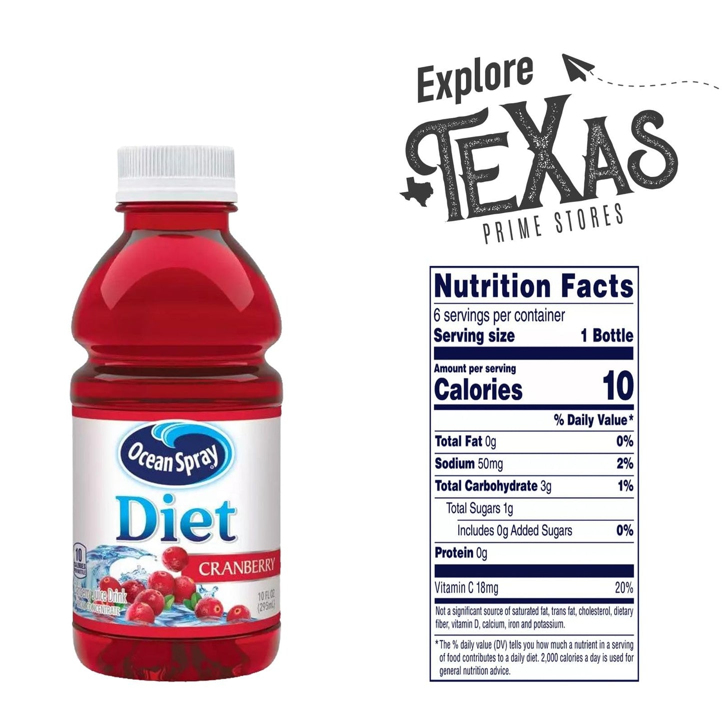 Ocean Spray 24-Pack Of Diet Cranberry Juice Drink 10 Fl Oz On-The-Go Plastic Bottle + 1 Utility Freebie By Unique Outlet Brand
