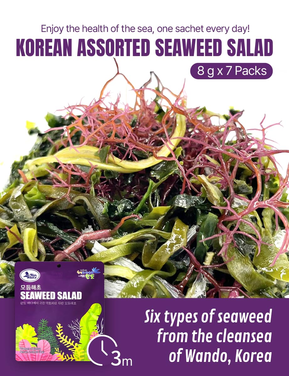 Korean Assorted Seaweed Salad 8G * 7 Packs - Seaweed Salad Mix