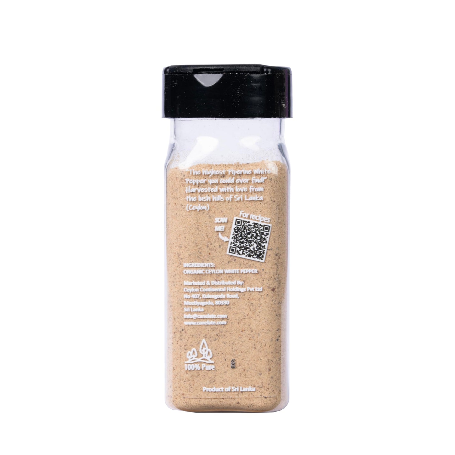 Canelaté Organic White Pepper Ground 62G (2.19Oz) - Packed At The Source, 100% Pure, Highest Piperine White Pepper From Small Holder Farmers In Sri Lanka