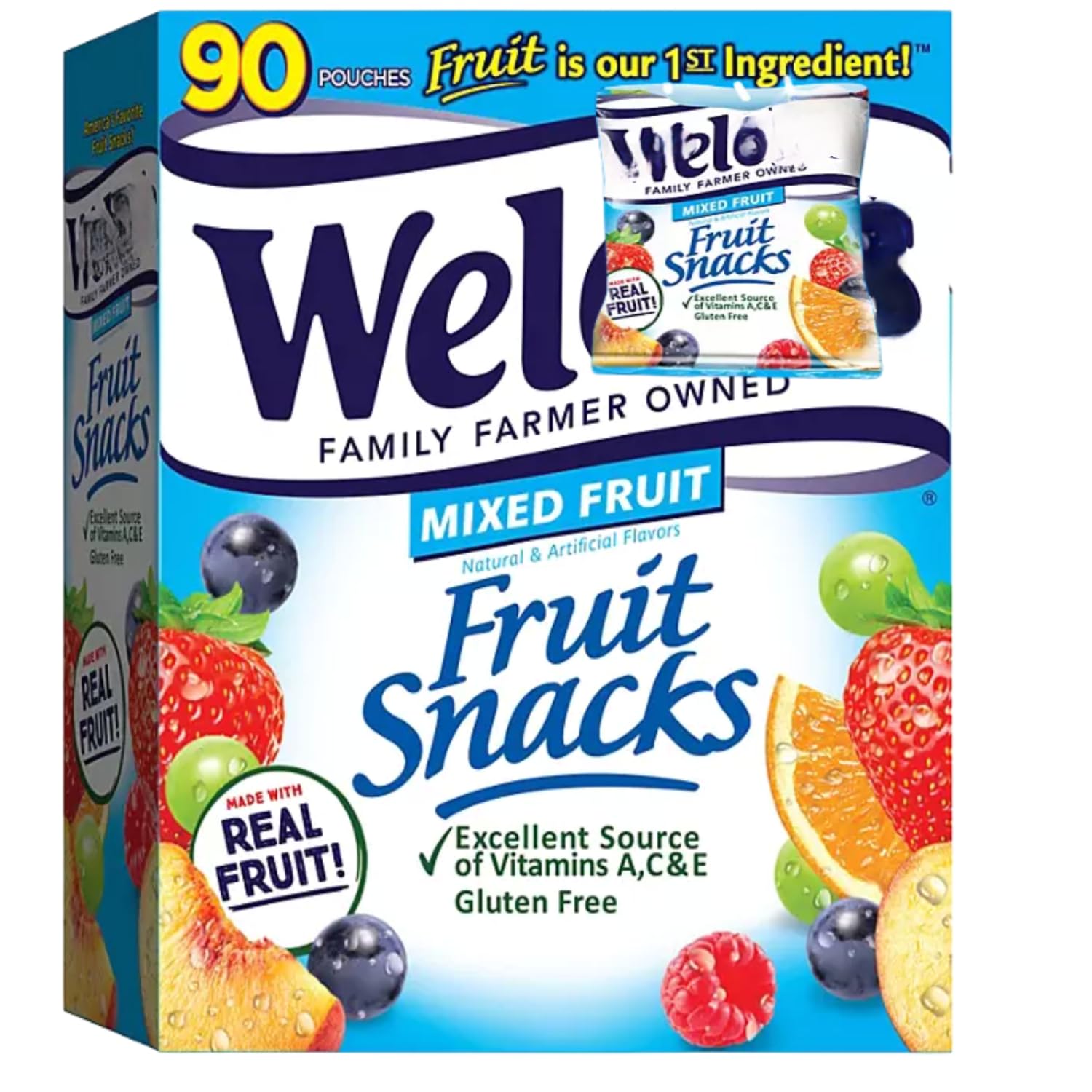 Mixed Fruit Snacks, 0.8 oz Pouches, 90 Count (1 Pack)